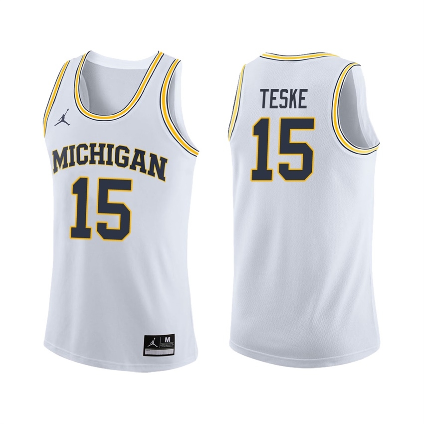 Michigan Wolverines Men's NCAA Jon Teske #15 White College Basketball Jersey MGX4449DL